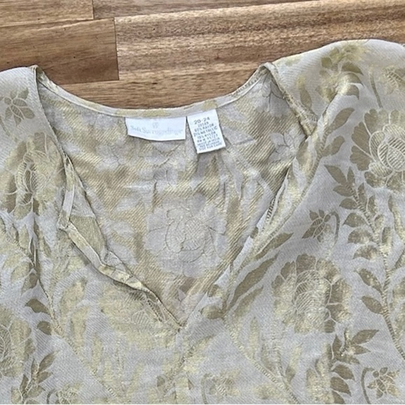 Soft Surroundings Poncho Top Metallic Gold Floral Brocade Damask Size 20-24 - Picture 3 of 9